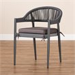 Baxton Studio Modern Grey Finished Rope and Metal Outdoor Dining Chair