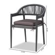 Baxton Studio Modern Grey Finished Rope and Metal Outdoor Dining Chair