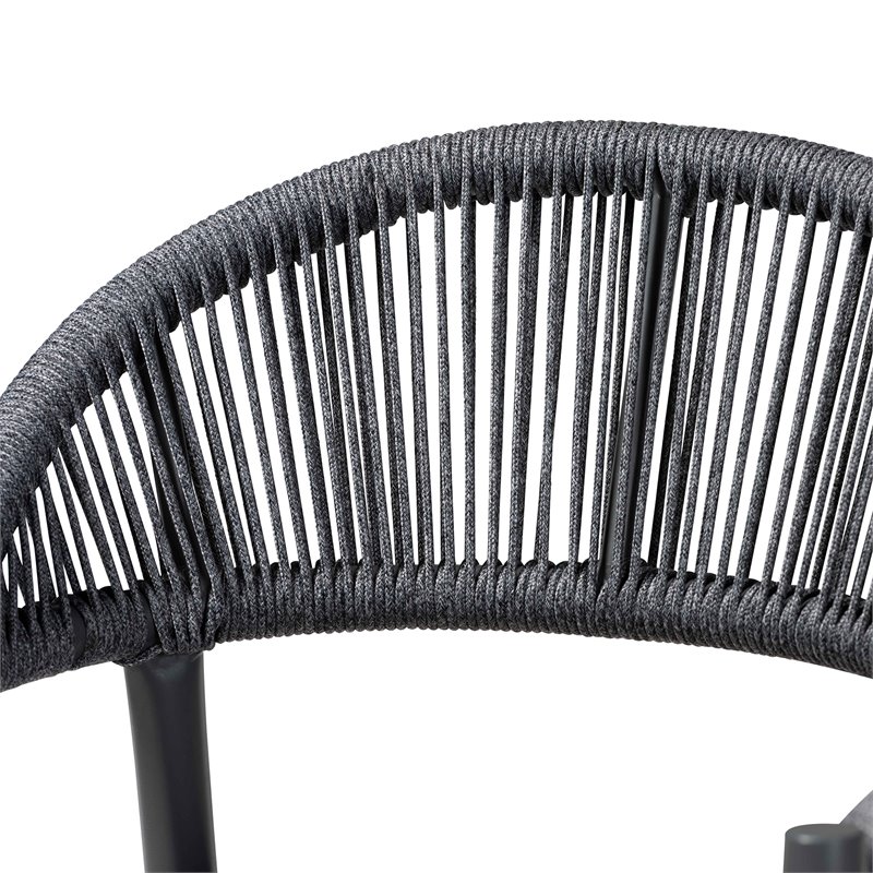 Baxton Studio Grey Finished Rope and Metal Outdoor Bar Stool