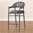Baxton Studio Grey Finished Rope and Metal Outdoor Bar Stool