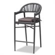 Baxton Studio Grey Finished Rope and Metal Outdoor Bar Stool