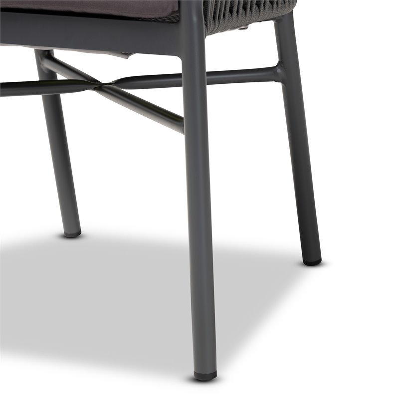 Baxton Studio Grey Finished Rope and Metal Outdoor Dining Chair