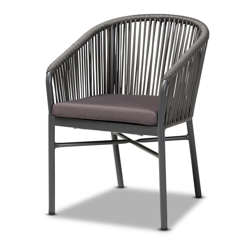 Baxton Studio Grey Finished Rope and Metal Outdoor Dining Chair
