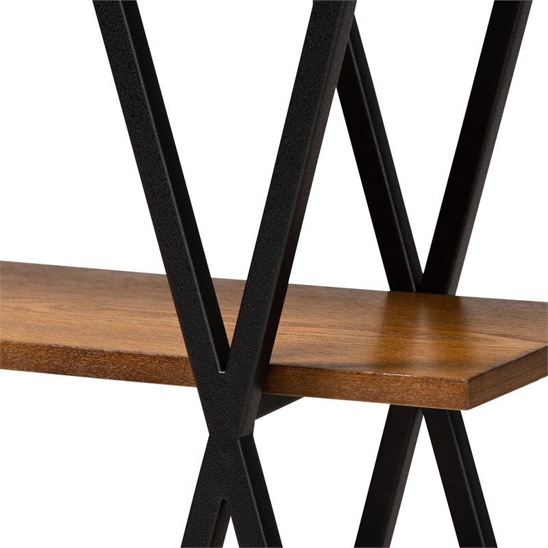 Baxton Studio Walnut Brown Finished Wood and Black Finished Metal Console Table