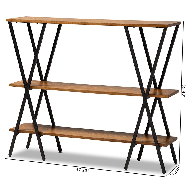 Baxton Studio Walnut Brown Finished Wood and Black Finished Metal Console Table