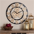 Baxton Studio Black and Distressed Brown Finished Wood Wall Clock