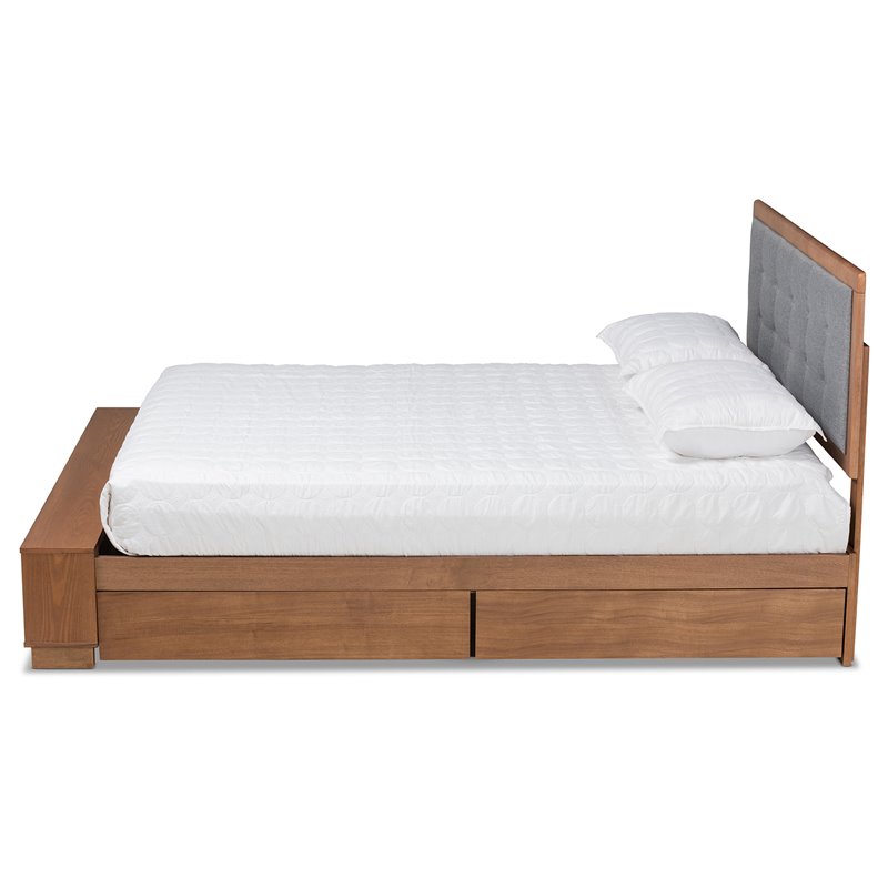 Baxton Studio Brown Finished Wood 4-Drawer Queen Size Platform Storage Bed