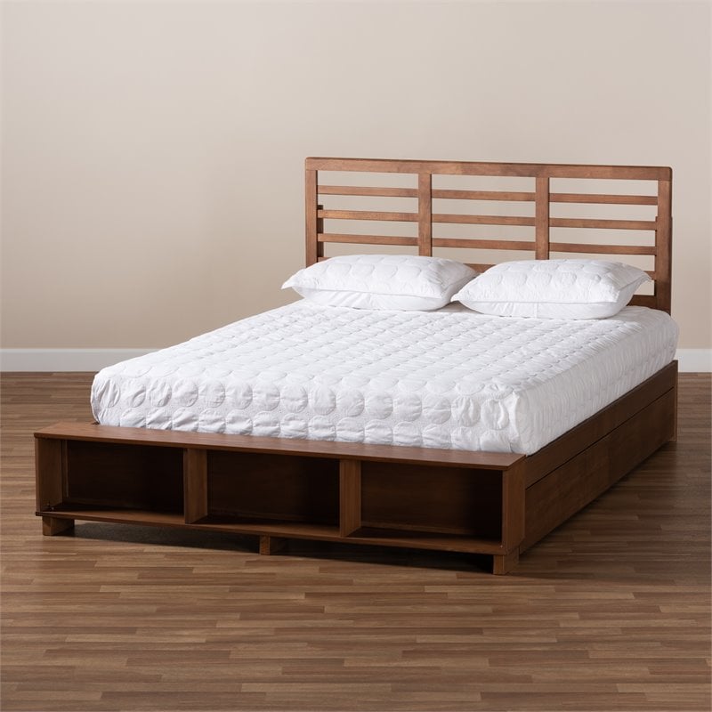 Baxton Studio Brown Finished Wood 4-Drawer Full Size Platform Storage Bed