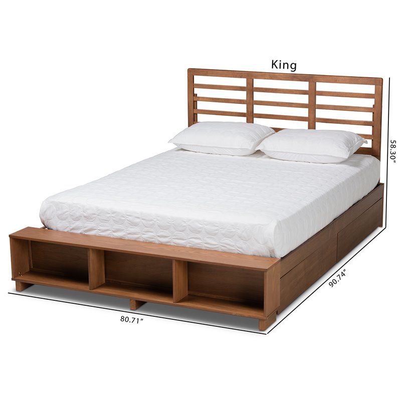 Baxton Studio Brown Finished Wood 4-Drawer Full Size Platform Storage Bed