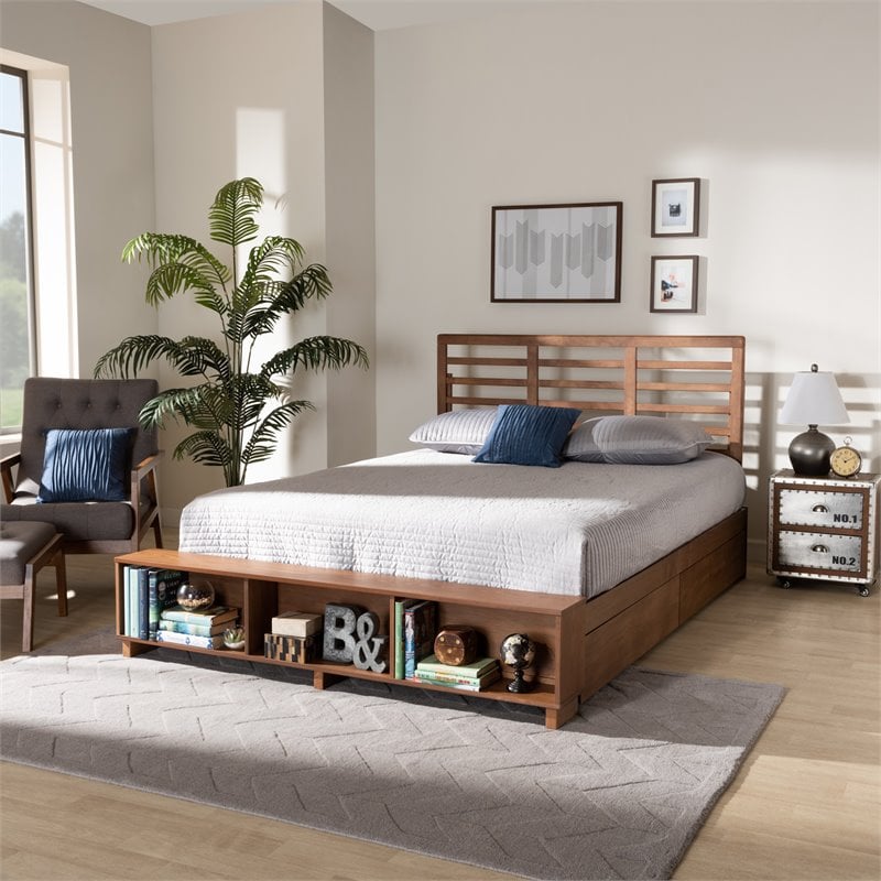 Baxton Studio Brown Finished Wood 4-Drawer Full Size Platform Storage Bed