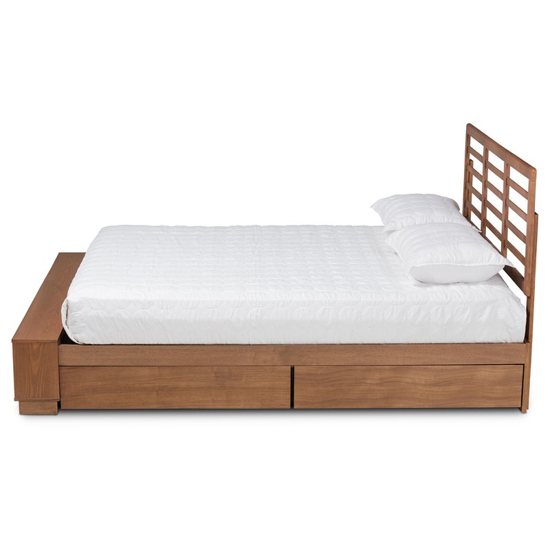 Baxton Studio Brown Finished Wood 4-Drawer Queen Size Platform Storage Bed