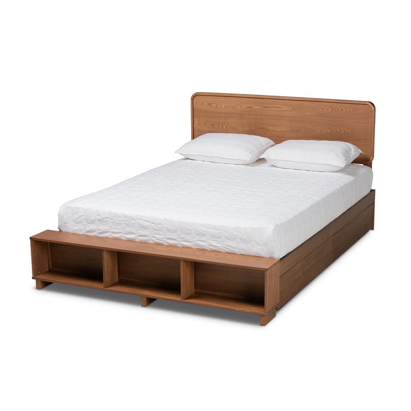 Baxton Studio Brown Finished Wood 4-Drawer Queen Size Platform Storage Bed