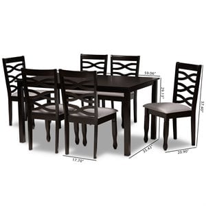 Baxton Studio Lanier Upholstered and Dark Brown Finished Wood 7-Piece Dining Set