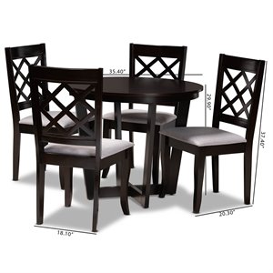 Baxton Studio Selby Upholstered and Dark Brown Finished Wood 5-Piece Dining Set