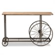 Baxton Studio Natural Finished Wood and Black Finished Metal Wheeled Table