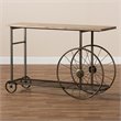 Baxton Studio Natural Finished Wood and Black Finished Metal Wheeled Table