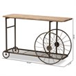 Baxton Studio Natural Finished Wood and Black Finished Metal Wheeled Table