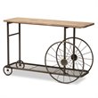 Baxton Studio Natural Finished Wood and Black Finished Metal Wheeled Table