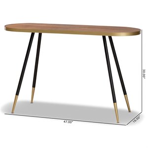 baxton studio walnut wood finished and two-tone gold and metal console table