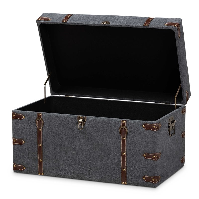 Baxton Studio Transitional Grey Fabric Upholstered Storage Trunk
