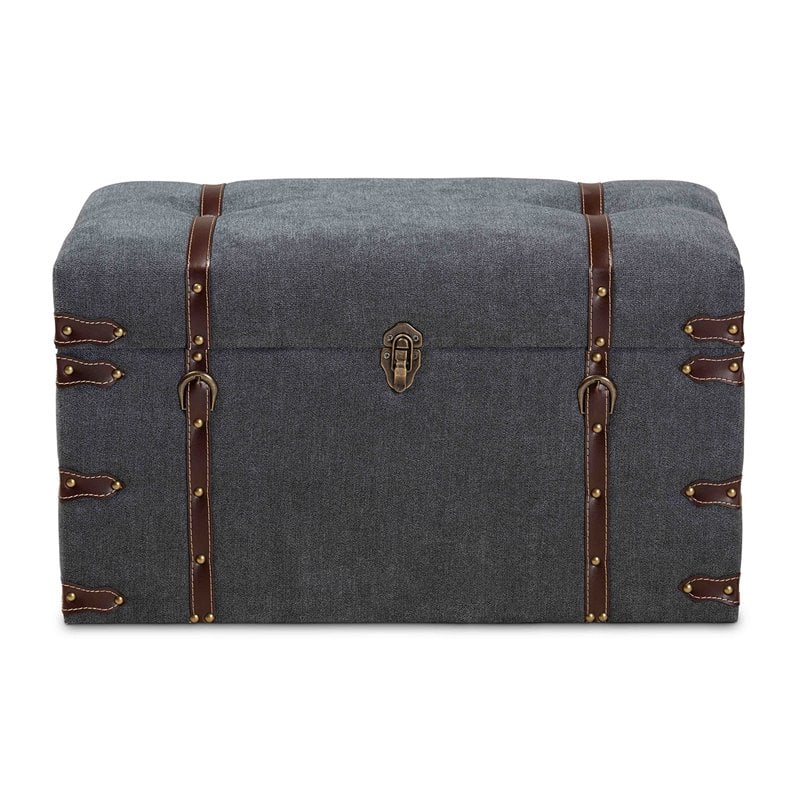 Baxton Studio Transitional Grey Fabric Upholstered Storage Trunk Ottoman