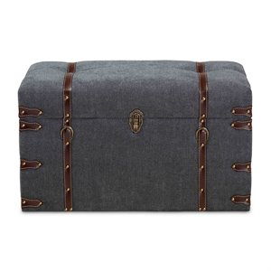 Baxton Studio Transitional Grey Fabric Upholstered Storage Trunk Ottoman