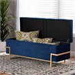 Baxton Studio Navy Blue Velvet Upholstered and Gold  Finished Storage Ottoman