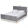 Baxton Studio Grey Fabric Upholstered and Gold Finished Queen Size Platform Bed