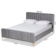 Baxton Studio Grey Fabric Upholstered and Gold Finished Queen Size Platform Bed