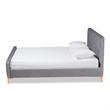 Baxton Studio Grey Fabric Upholstered and Gold Finished Queen Size Platform Bed