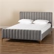 Baxton Studio Grey Fabric Upholstered and Gold Finished Queen Size Platform Bed
