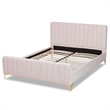 Baxton Studio Pink Fabric Upholstered and Gold Finished Full Size Platform Bed