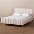 Baxton Studio Pink Fabric Upholstered and Gold Finished Full Size Platform Bed