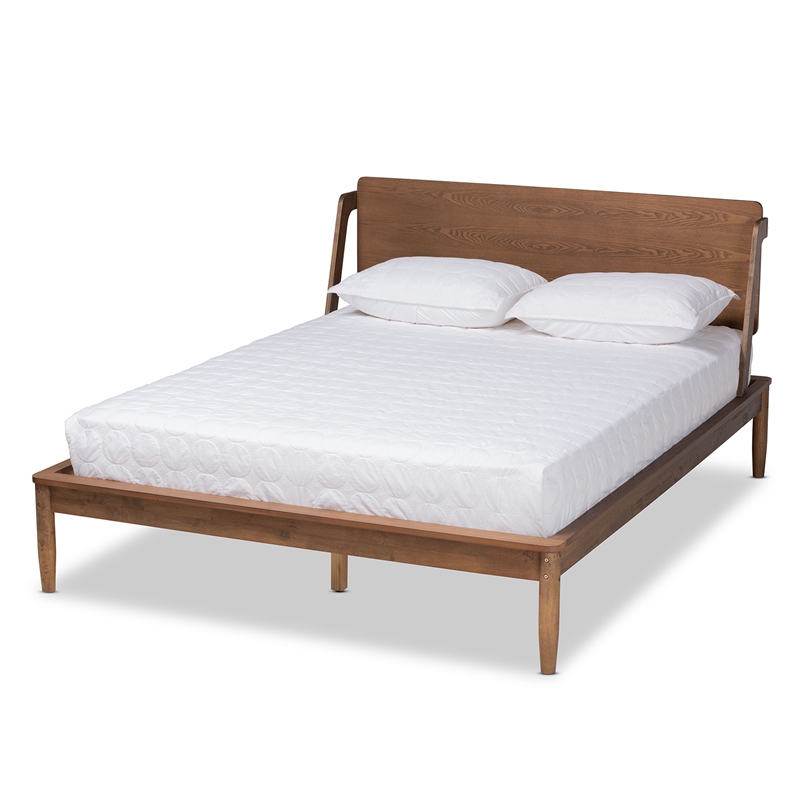 Baxton Studio Sadler Modern Walnut Brown Finished Wood Full Size Platform Bed