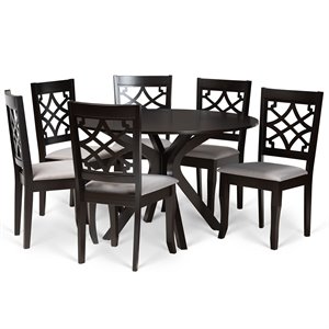 Baxton Studio Elena Grey and Dark Brown Finished Wood 7-Piece Dining Set