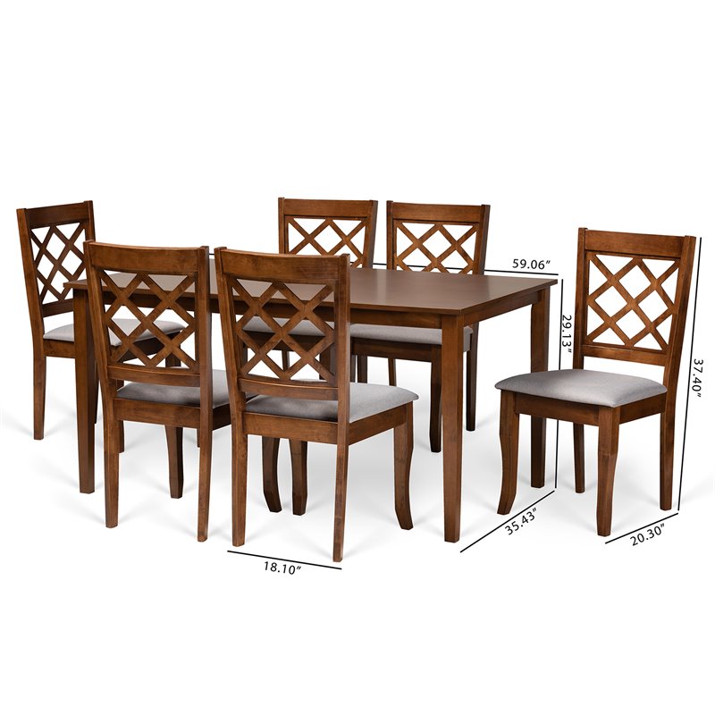 Baxton Studio Verner Grey and Walnut Brown Finished Wood 7-Piece Dining Set