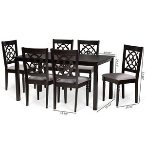 Baxton Studio Renaud Grey and Dark Brown Finished Wood 7-Piece Dining Set