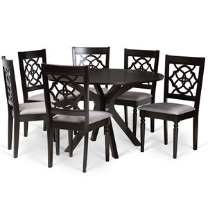 Baxton Studio Sadie Grey and Dark Brown Finished Wood 7-Piece Dining Set