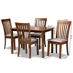 Baxton Studio Seda Grey and Walnut Brown Finished Wood 5-Piece Dining Set