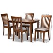 Baxton Studio Seda Grey and Walnut Brown Finished Wood 5-Piece Dining Set