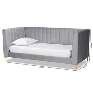 baxton studio oksana grey velvet upholstered and gold finished twin size daybed