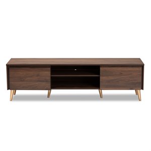 Baxton Studio Landen Walnut Brown and Gold Finished Wood TV Stand