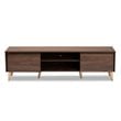 Baxton Studio Landen Walnut Brown and Gold Finished Wood TV Stand