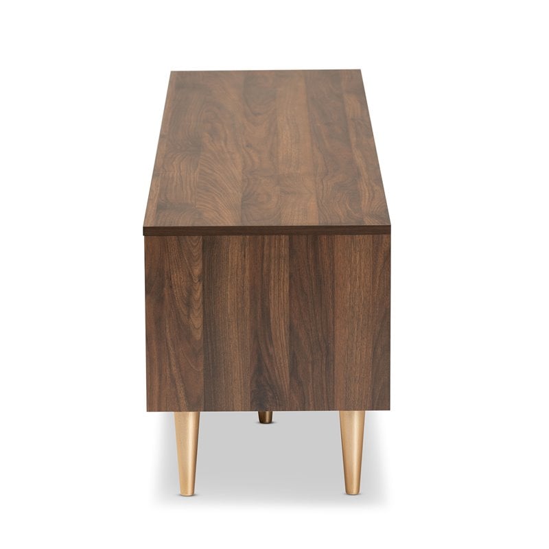 Baxton Studio Landen Walnut Brown and Gold Finished Wood TV Stand