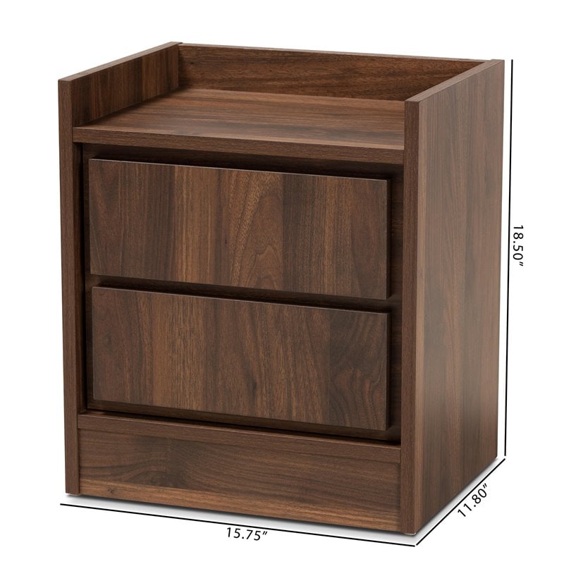Baxton Studio Hale Walnut Brown Finished Wood 2-Drawer Nightstand