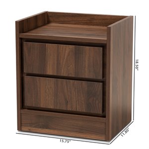 Baxton Studio Hale Walnut Brown Finished Wood 2-Drawer Nightstand