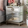 Baxton Studio Laken Mirrored and Antique Bronze 3-Drawer End Table