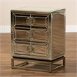 Baxton Studio Laken Mirrored and Antique Bronze 3-Drawer End Table
