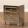 Baxton Studio Fadri Engineered Wood/Mirrored 2-Drawers End Table Antique Silver
