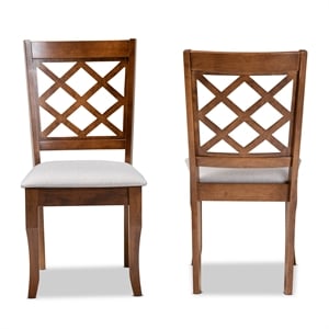 Baxton Studio Verner Grey Fabric Walnut Finished Wood 2-Piece Dining Chair Set